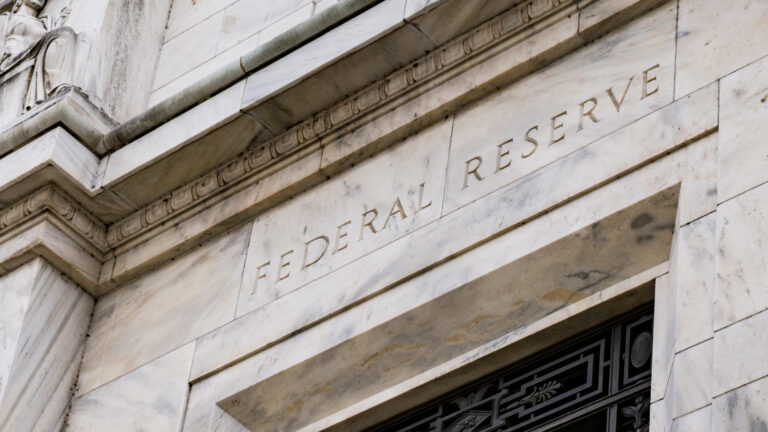 Zoomed in image of the Federal Reserve Building in Washington DC